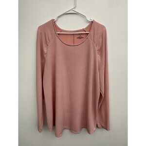 EVRI Women’s Top Blouse 1XL Long Sleeve Pullover Round Neck Pink Stretch